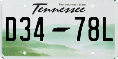 TN license plate D3478L