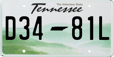 TN license plate D3481L