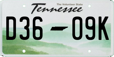 TN license plate D3609K