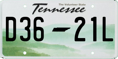 TN license plate D3621L