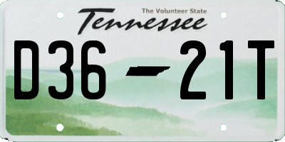 TN license plate D3621T