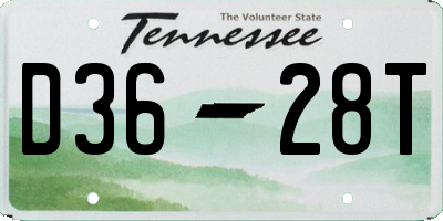 TN license plate D3628T