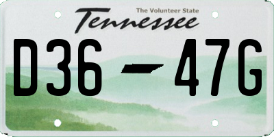 TN license plate D3647G