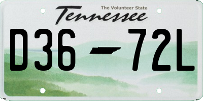 TN license plate D3672L