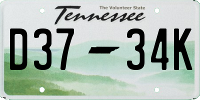 TN license plate D3734K
