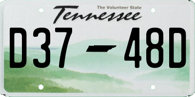 TN license plate D3748D