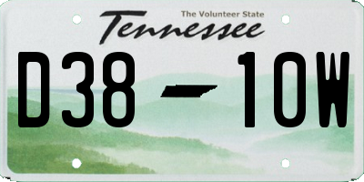 TN license plate D3810W