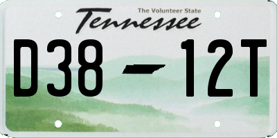 TN license plate D3812T