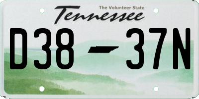 TN license plate D3837N