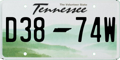 TN license plate D3874W