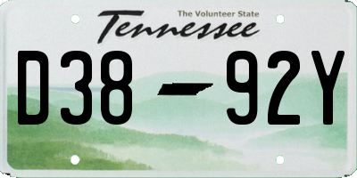 TN license plate D3892Y