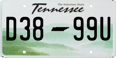 TN license plate D3899U