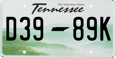 TN license plate D3989K