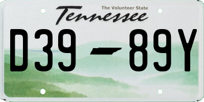 TN license plate D3989Y