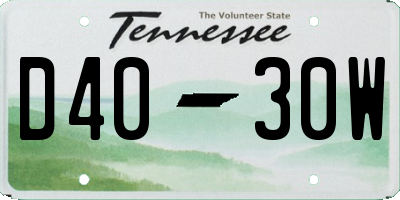 TN license plate D4030W