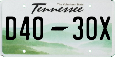 TN license plate D4030X