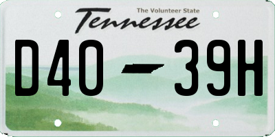 TN license plate D4039H