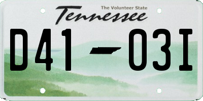 TN license plate D4103I