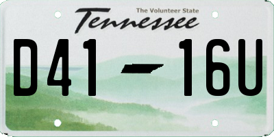 TN license plate D4116U