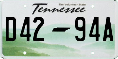 TN license plate D4294A
