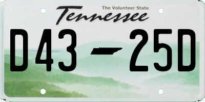 TN license plate D4325D