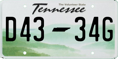 TN license plate D4334G