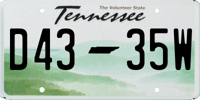 TN license plate D4335W