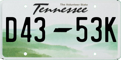 TN license plate D4353K
