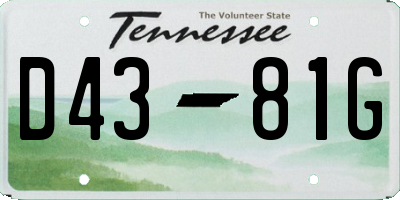 TN license plate D4381G