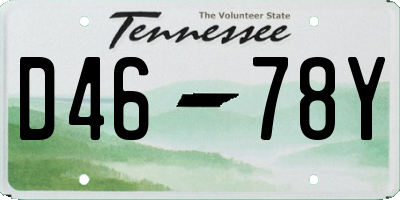 TN license plate D4678Y