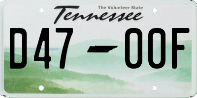TN license plate D4700F