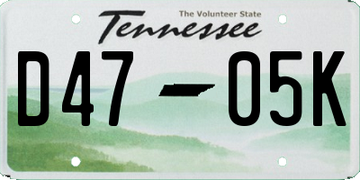 TN license plate D4705K
