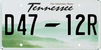TN license plate D4712R
