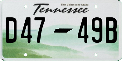 TN license plate D4749B