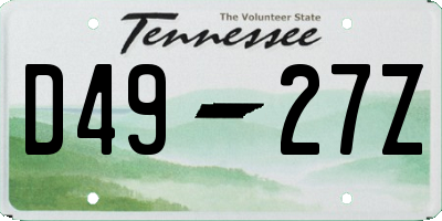 TN license plate D4927Z