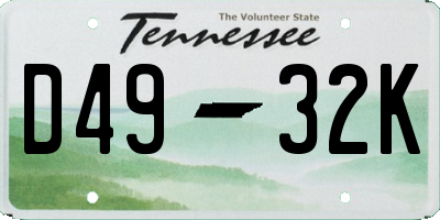 TN license plate D4932K