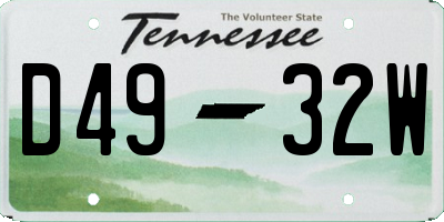 TN license plate D4932W