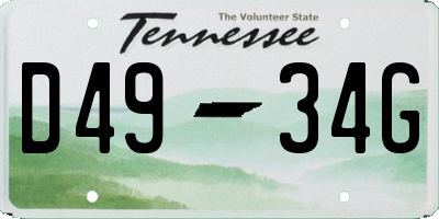 TN license plate D4934G