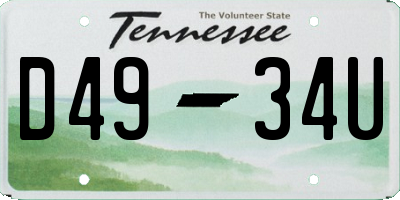 TN license plate D4934U
