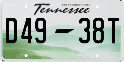 TN license plate D4938T