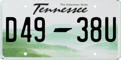 TN license plate D4938U