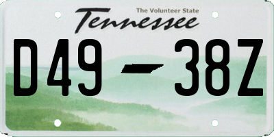 TN license plate D4938Z