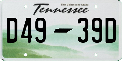 TN license plate D4939D