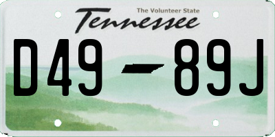 TN license plate D4989J
