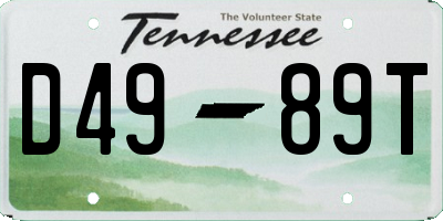 TN license plate D4989T