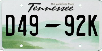 TN license plate D4992K