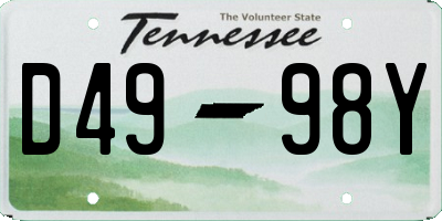 TN license plate D4998Y