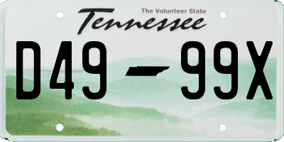 TN license plate D4999X