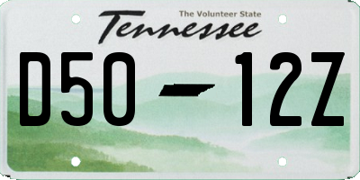 TN license plate D5012Z