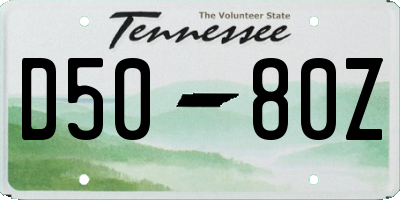 TN license plate D5080Z